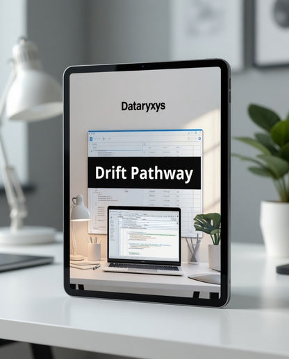 Tablet displaying Dataryxys software on a desk with office decor