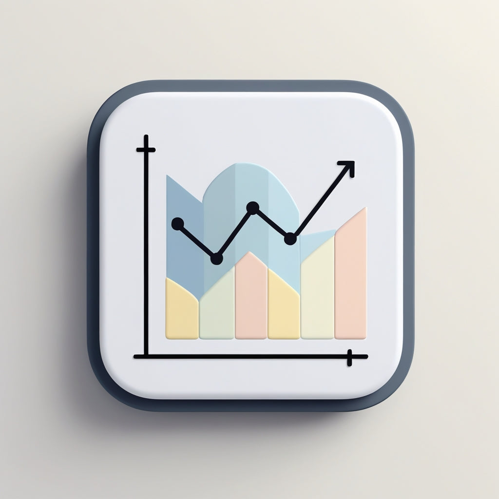 Square wall clock with a graph design on a light gray background